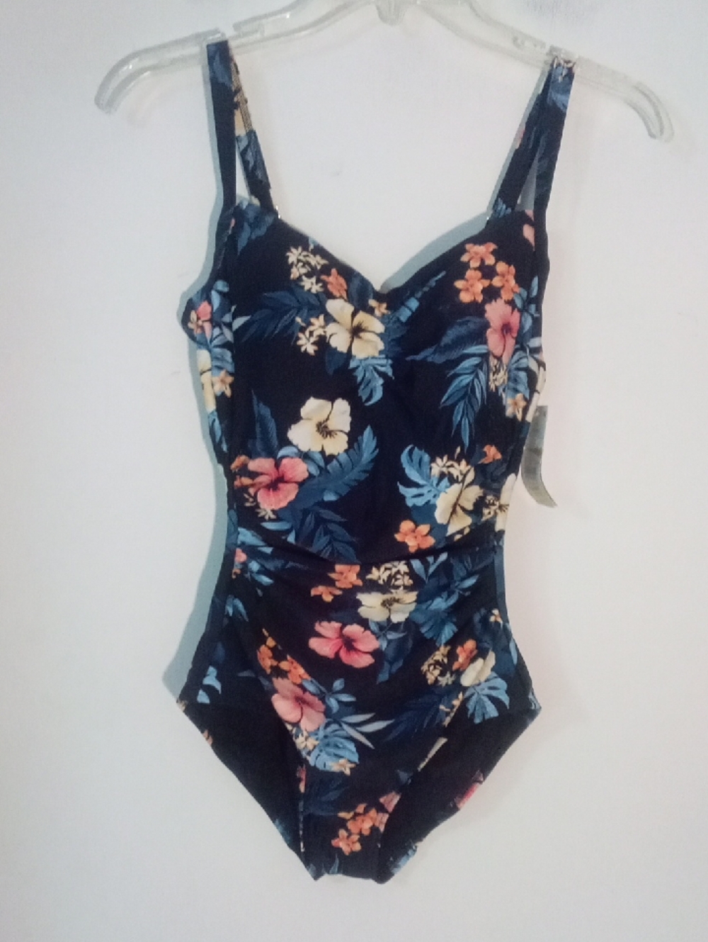 * Lands' End One Piece Swimsuit XS NWT $70 Navy Blue Floral